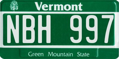 VT license plate NBH997