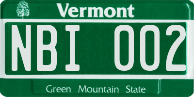 VT license plate NBI002