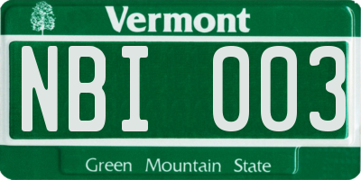VT license plate NBI003