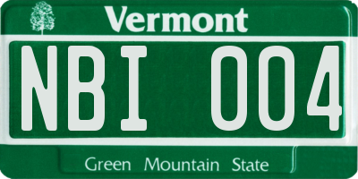 VT license plate NBI004