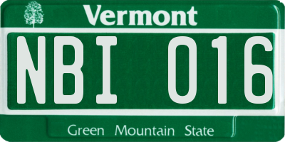 VT license plate NBI016