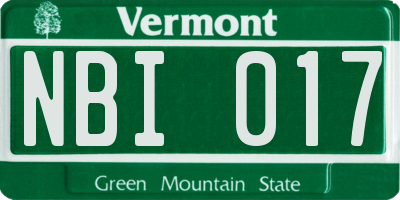 VT license plate NBI017