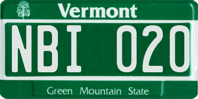 VT license plate NBI020
