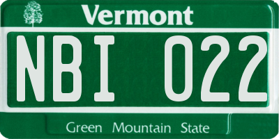 VT license plate NBI022