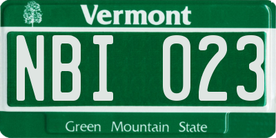 VT license plate NBI023