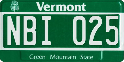 VT license plate NBI025