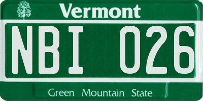 VT license plate NBI026