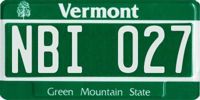 VT license plate NBI027
