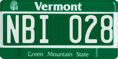 VT license plate NBI028