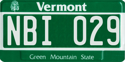 VT license plate NBI029