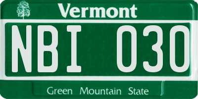 VT license plate NBI030