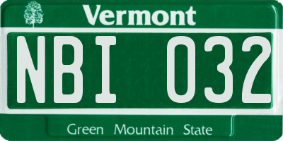 VT license plate NBI032