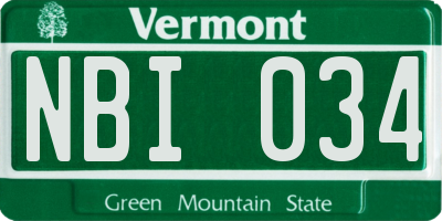 VT license plate NBI034