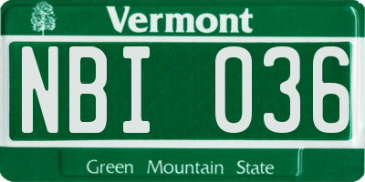 VT license plate NBI036