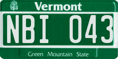 VT license plate NBI043