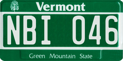 VT license plate NBI046