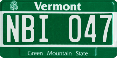 VT license plate NBI047