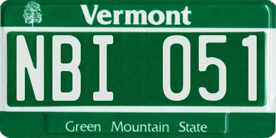 VT license plate NBI051