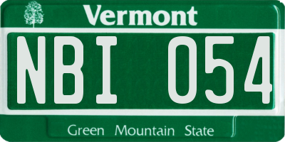 VT license plate NBI054