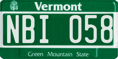 VT license plate NBI058