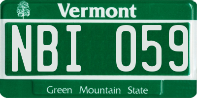 VT license plate NBI059