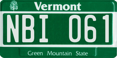 VT license plate NBI061
