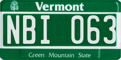 VT license plate NBI063
