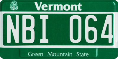 VT license plate NBI064