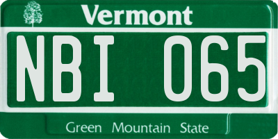 VT license plate NBI065