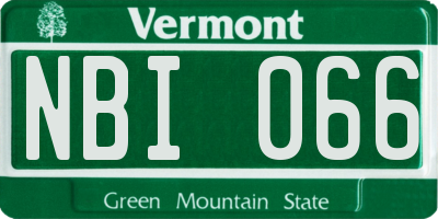 VT license plate NBI066