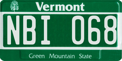 VT license plate NBI068
