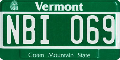 VT license plate NBI069