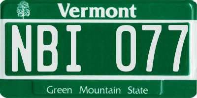 VT license plate NBI077
