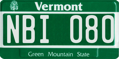 VT license plate NBI080