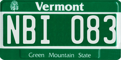 VT license plate NBI083