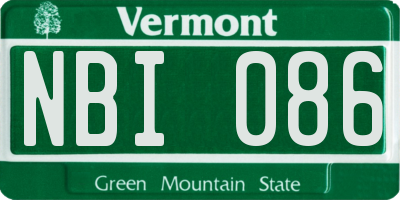 VT license plate NBI086