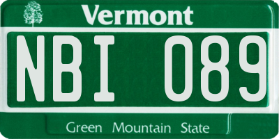 VT license plate NBI089