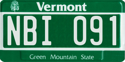 VT license plate NBI091