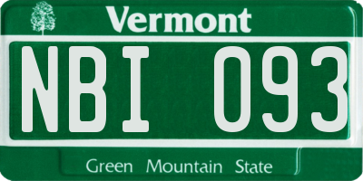 VT license plate NBI093