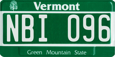 VT license plate NBI096