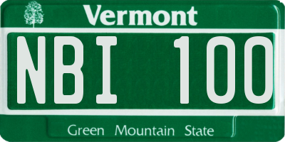 VT license plate NBI100