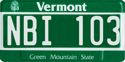 VT license plate NBI103
