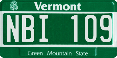 VT license plate NBI109