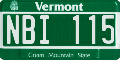 VT license plate NBI115