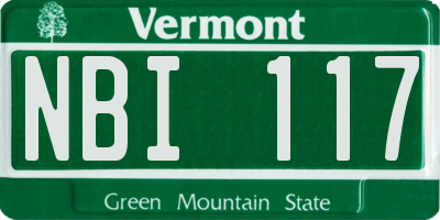 VT license plate NBI117