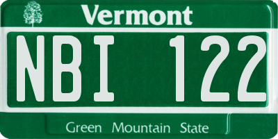VT license plate NBI122
