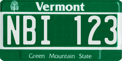 VT license plate NBI123