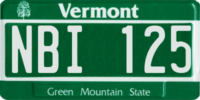 VT license plate NBI125