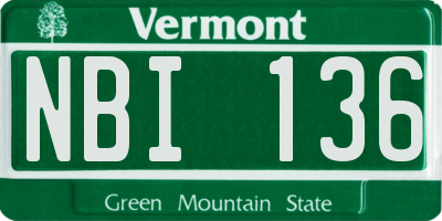 VT license plate NBI136