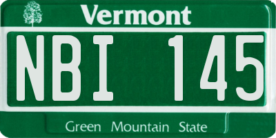 VT license plate NBI145